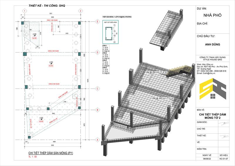 chi tiết cốt thép thể hiện bằng revit nhà phố