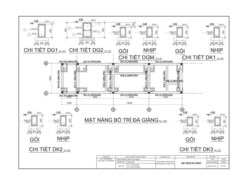 mặt cắt thép dầm nhà phố