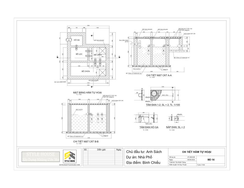 chi tiết bể tự hoại nhà phố
