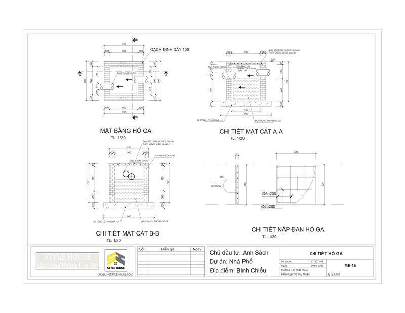 chi tiết hố ga nhà phố