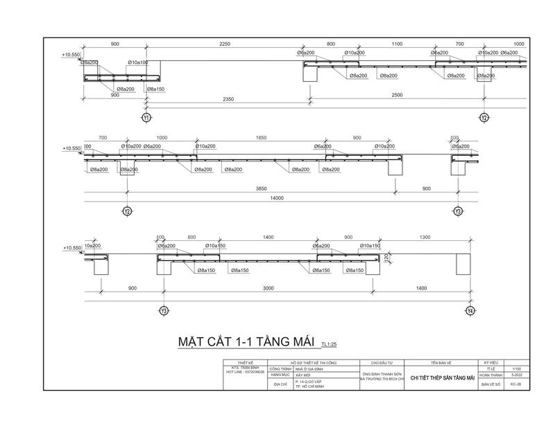 mặt cắt thép sàn nhà phố
