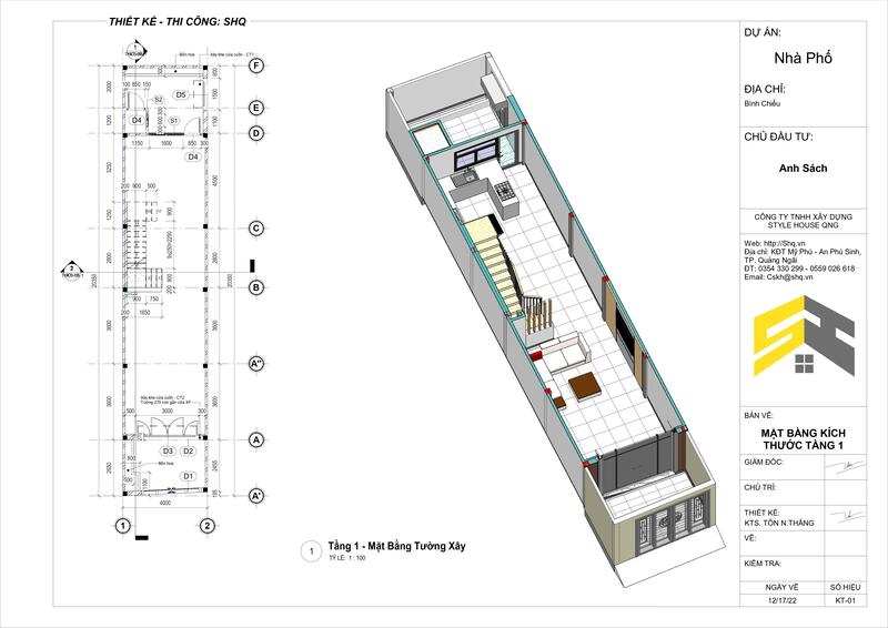mặt bằng công năng nhà 4 tầng 3d