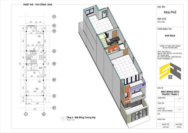mặt bằng công năng nhà 4 tầng 3d 2