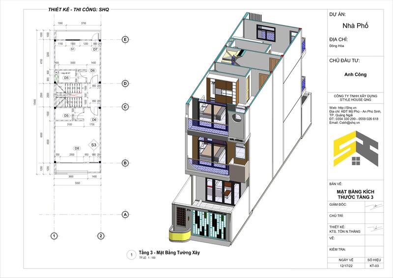 mặt bằng kiến trúc 3d revit 3