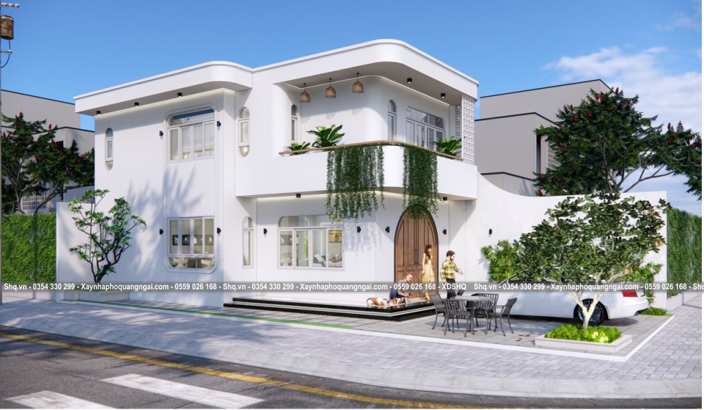 phối cảnh biệt thự uốn cong 2