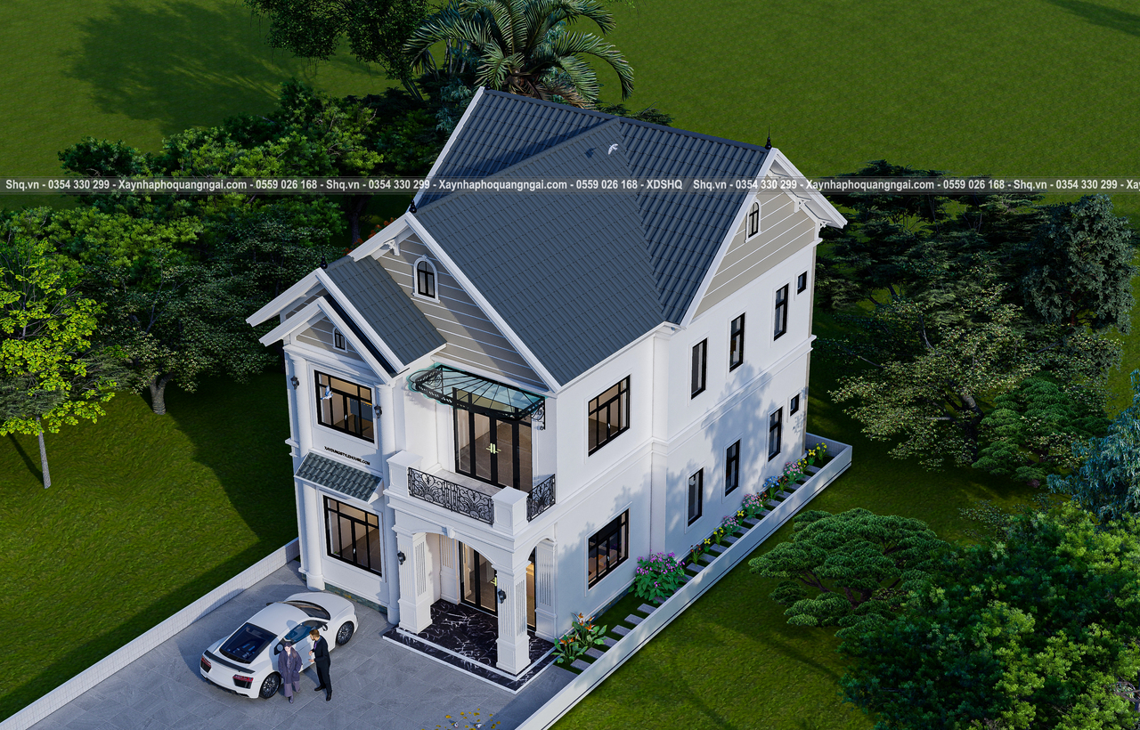 phối cảnh 3d mái thái 2 tầng