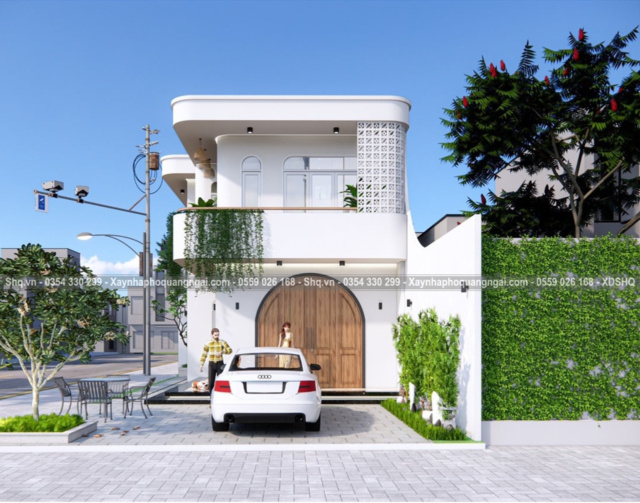 phối cảnh biệt thự uốn cong 1